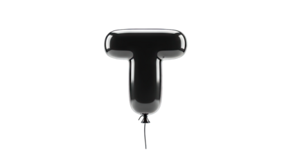 Black Balloon Letter T on White Background