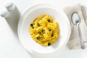 Traditional Mimosa Pasta with Egg and Sage