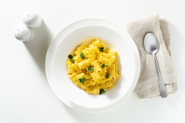 Traditional Mimosa Pasta with Egg and Sage