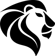 Lion Head Silhouette Vector Design. Logo template.