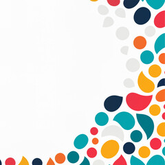 Fototapeta premium white corner background with colorful abstract droplet and circular shapes in red yellow blue and orange