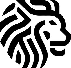 Lion Head Silhouette Vector Design. Logo template.