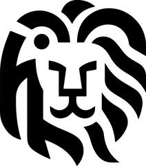Lion Head Silhouette Vector Design. Logo template.