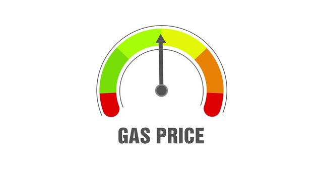 The word Gas Price on meter. Speedometer which measures the level of price. Concept of gas crisis. High prices of natural resources. Energy war.