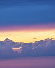 Glowing sunset sky capturing the dramatic nature imprint in a calm afternoon