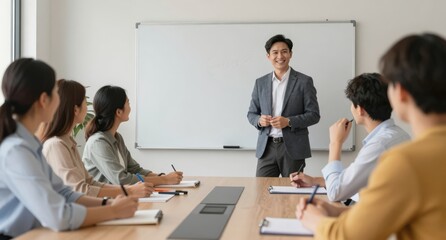 Fototapeta premium Business Meeting Team Collaboration and Presentation in Modern Office