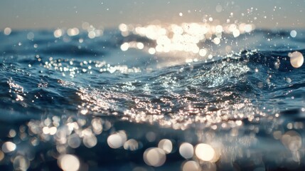 Sparkling ocean water surface with sunlight reflections