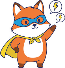 Superhero Fox Mascot | Cute Forest Animal Vector Sticker for Kids and Branding Design