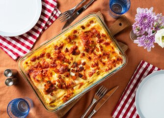 Homemade Lasagna with Pumpkin and Bacon