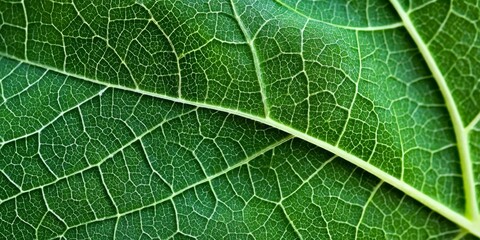Macro Photography of Exotic Plant Leaf Textures Featuring Intricate Veins and Vibrant Green Details