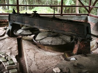archeoligical site of an old preserved metal machine