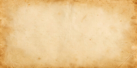 Fototapeta premium Aged parchment paper texture background with distressed, vintage brown border and empty space for copy