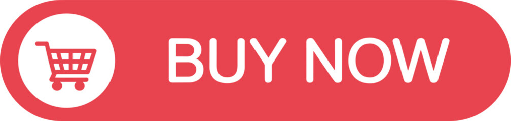Buy now button vector, red shopping cart icon, e-commerce interface design, online retail symbol, call to action graphic, web UI element