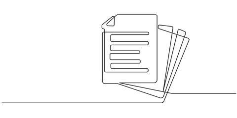 Clipboard with checklist icon continuous one line drawing of outline vector illustration, One continuous line vector drawing of a folder. Outline documents background icon. Saving securities vector © SujetaRani