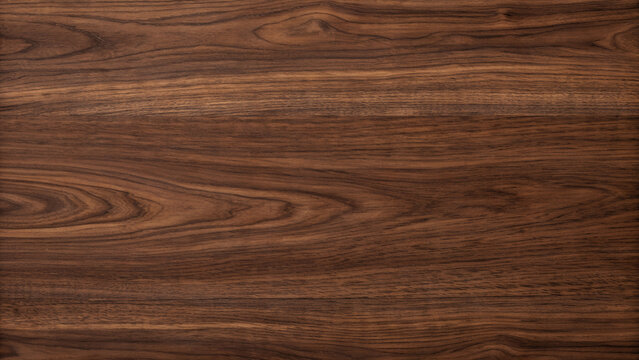 Dark brown walnut wood texture background with rich grain pattern for furniture or interior design