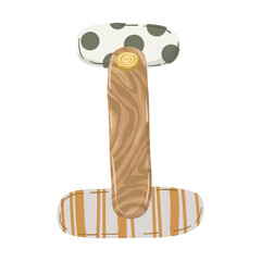 Hand-drawn boho baby nursery vector set with clothes, strollers, and nature elements in neutral earthy tones for kids' textile, stationery, and room decor