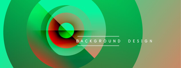 Naklejka premium Abstract vibrant circles overlap creating dynamic gradient effect. Text reads background design centered within composition. Modern visual.