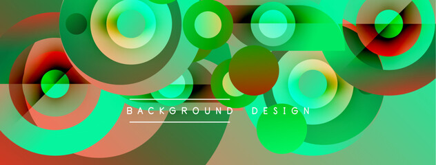 Obraz premium Abstract vibrant circles overlap, creating dynamic visual texture. Green, red, brown hues dominate composition. Text reads background design.