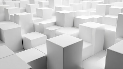 Abstract white cubes background minimalist geometric