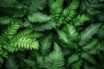 Obraz premium Lush Green Ferns in a Sunlit Forest, Nature s Embrace of Vibrant Flora and Serene Beauty