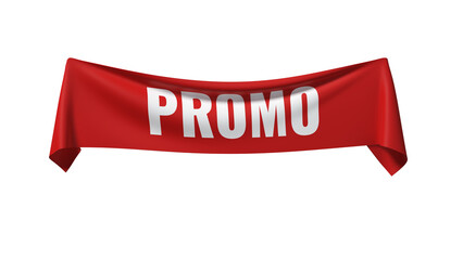 Banni&egrave;re rouge promotionnelle avec texte PROMO -isol&eacute;e sur fond transparent
