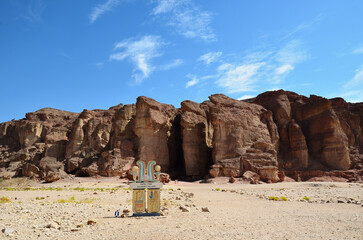 Solomons Pillars. in Timna park, Israel