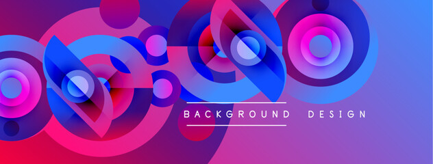 Fototapeta premium Abstract vibrant circles overlap, creating dynamic colorful background. Gradient hues blend, forming modern design element.