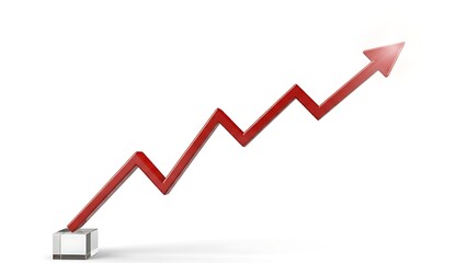 Red upward arrow graph showing rising trend isolated on white background. GENERATIVE AI