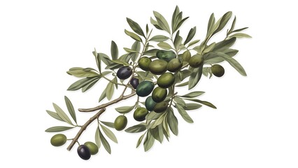 olive flowers isolated, white background with generative AI