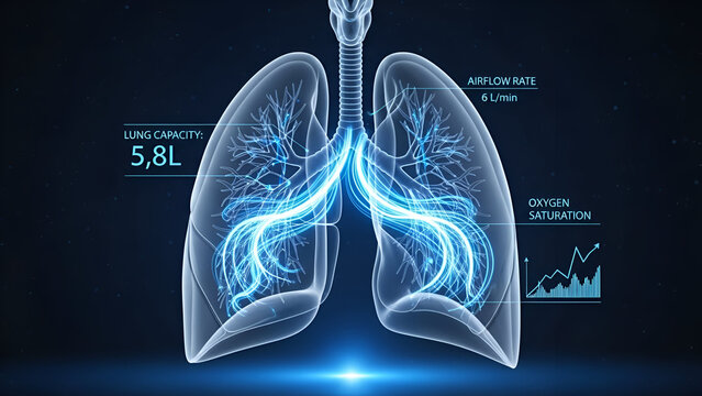 A medical 3D scan of a human brain and skull reveals an abstract blue light anatomy over a black background, highlighting the science of head injuries and skeletal health - Powered by Adobe