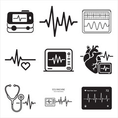 Medical vital signs heartbeat line art vector