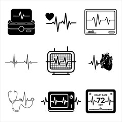 Heartbeat waveform line art medical health checkup