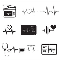 Medical heart signal line art vector icon