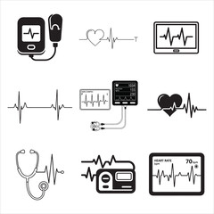 Heartbeat monitor line art representing medical health checkup concept