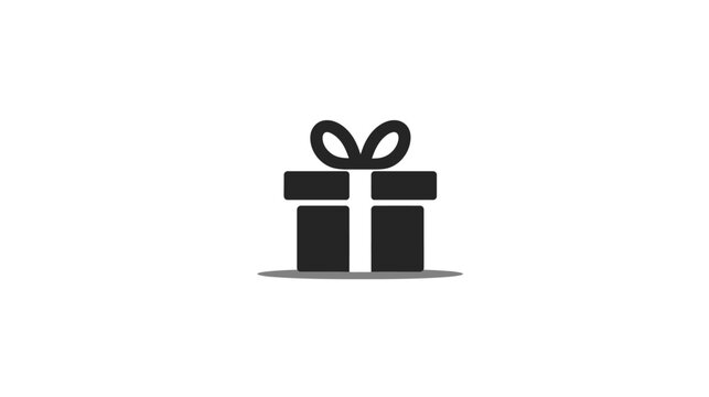 Minimalist Black Gift Box Icon on White Background - Symbolizing Presents, Celebrations, Rewards, and Special Occasions