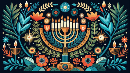 Naklejka premium Celebrating hanukkah with vibrant traditions