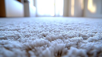 White shaggy carpet closeup.