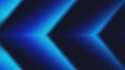 Abstract neon blue chevron background with grainy noise texture. Modern futuristic geometric pattern for tech, music posters, and digital banners.