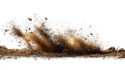 Action splash of dirt isolated on white background