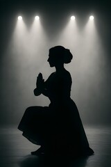 A silhouette of a classical dancer in a dancing pose