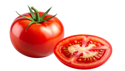 Fresh Red Tomato Realistic Whole Fruit Transparent Background