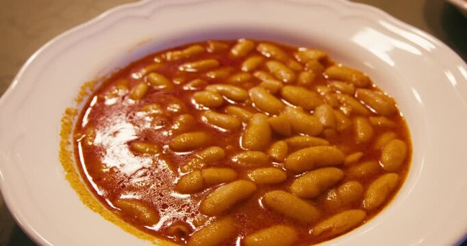 Fabada asturiana cooking from ingredients to serving ready to eat