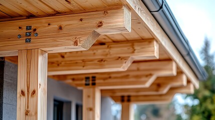 Wood Porch Beams Outdoor Building Structure.