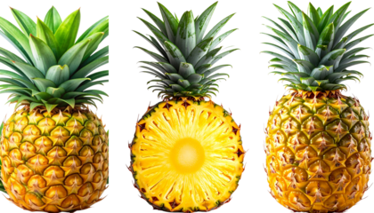 Sliced Pineapple Half Detailed PNG Transparent Background