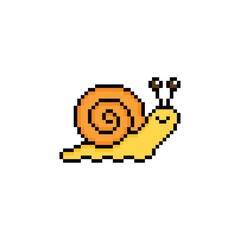 pixel art snail 8 bit vector icon for computer game logo 
