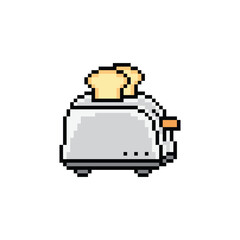 pixel art toaster 8 bit vector icon for computer game logo 