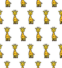 pixel giraffe Seamless Pattern vector background pixel art for 8 bit game	