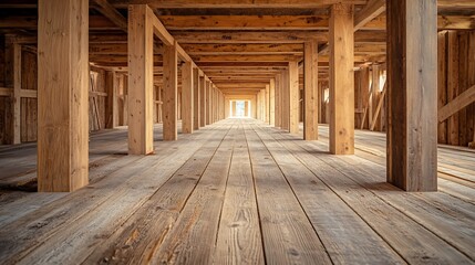 Wooden Structure Interior Perspective.