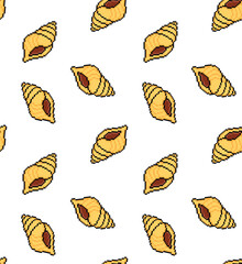 pixel shell  Seamless Pattern vector background pixel art for 8 bit game	