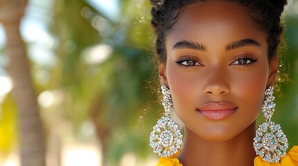 Young Woman Tropical Vacation Glamour.